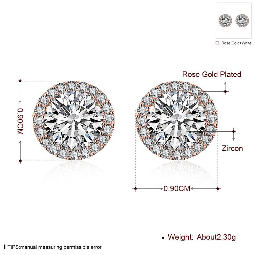 Wholesale Luxury Full Crystal Round Earrings Gold plated Color White Zircon Stone Wedding Stud Earrings For Women Men Jewelry TGGPE386 0