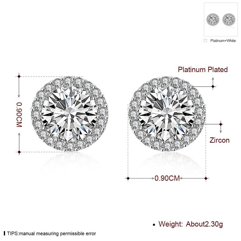 Wholesale Luxury Full Crystal Round Earrings Gold plated Color White Zircon Stone Wedding Stud Earrings For Women Men Jewelry TGGPE386 6