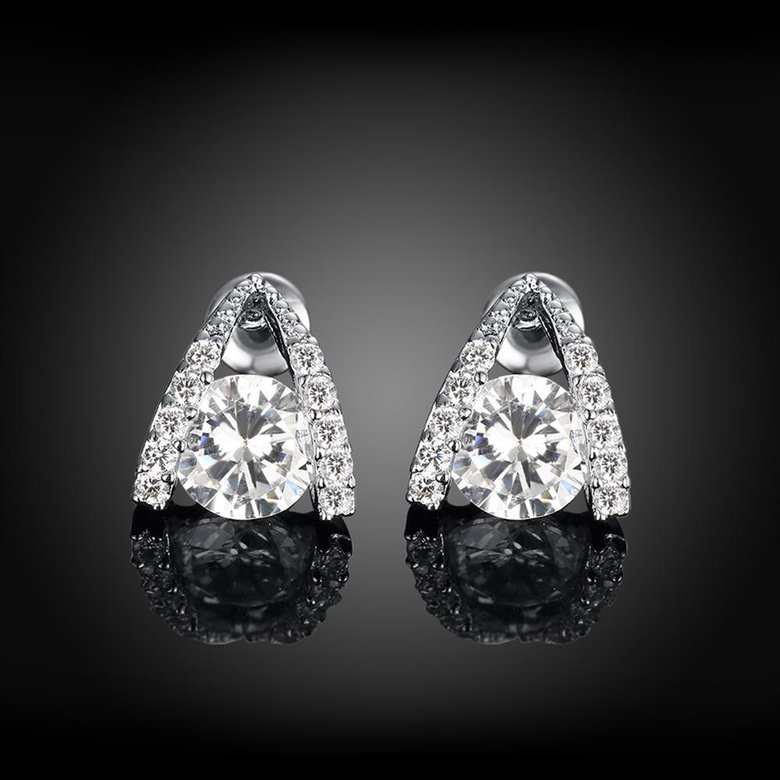 Wholesale Korean style Luxury Ladies Big Round Zircon Earrings Rose Gold Earrings Wedding jewlry For Women TGGPE016 1