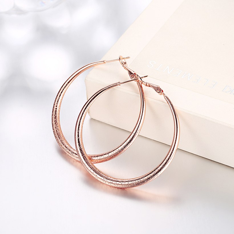 Wholesale Romantic Rose Gold Round Hoop Earring High Quality Vintage Big Round Hoop Earrings For Women Jewelry Hot Sale  TGHE059 2