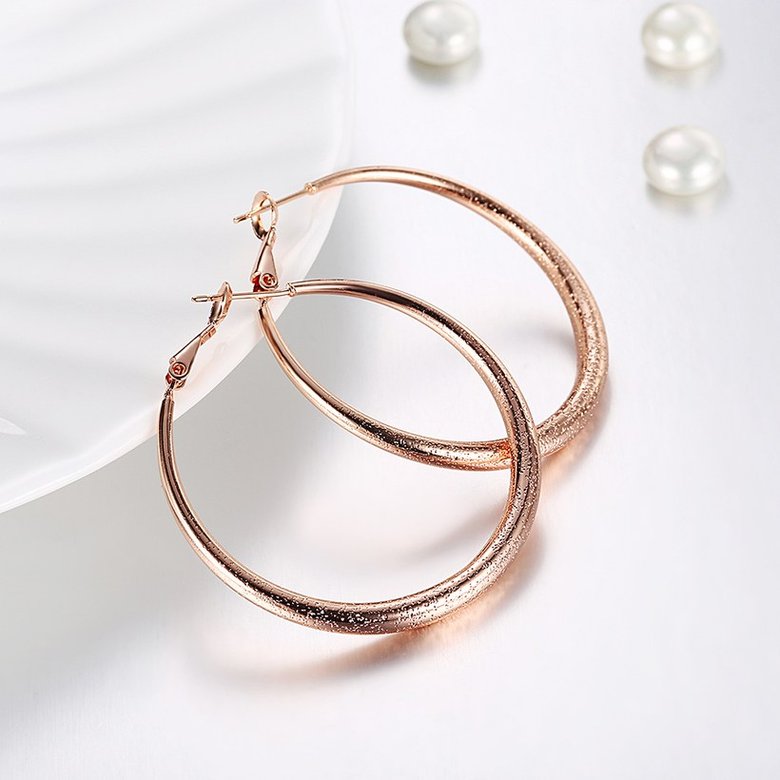 Wholesale Romantic Rose Gold Round Hoop Earring High Quality Vintage Big Round Hoop Earrings For Women Jewelry Hot Sale  TGHE059 3