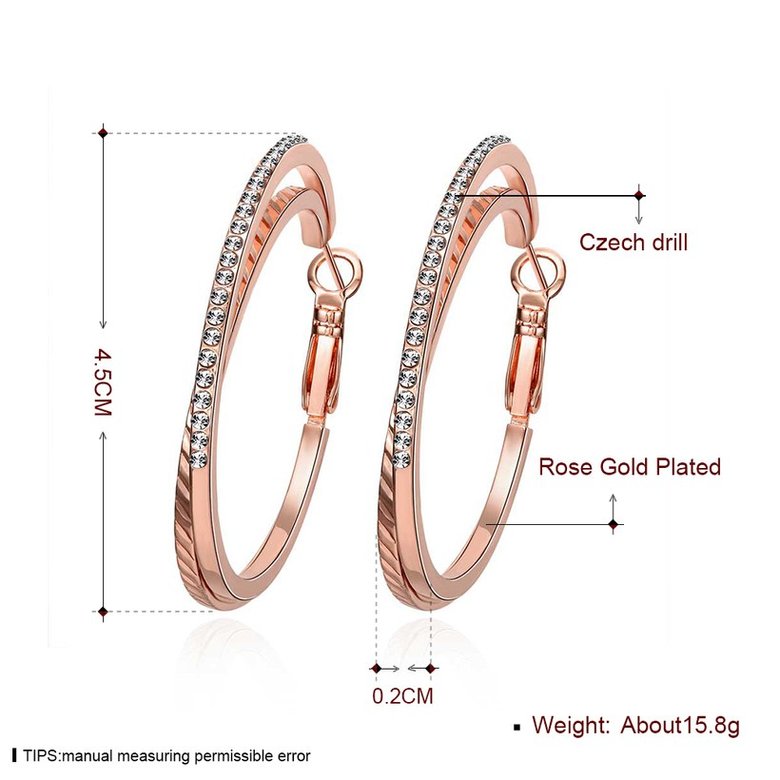 Wholesale Romantic Rose Gold Round zircon Hoop Earring High Quality Vintage Big Round Hoop Earrings For Women Jewelry Hot Sale  TGHE060 0