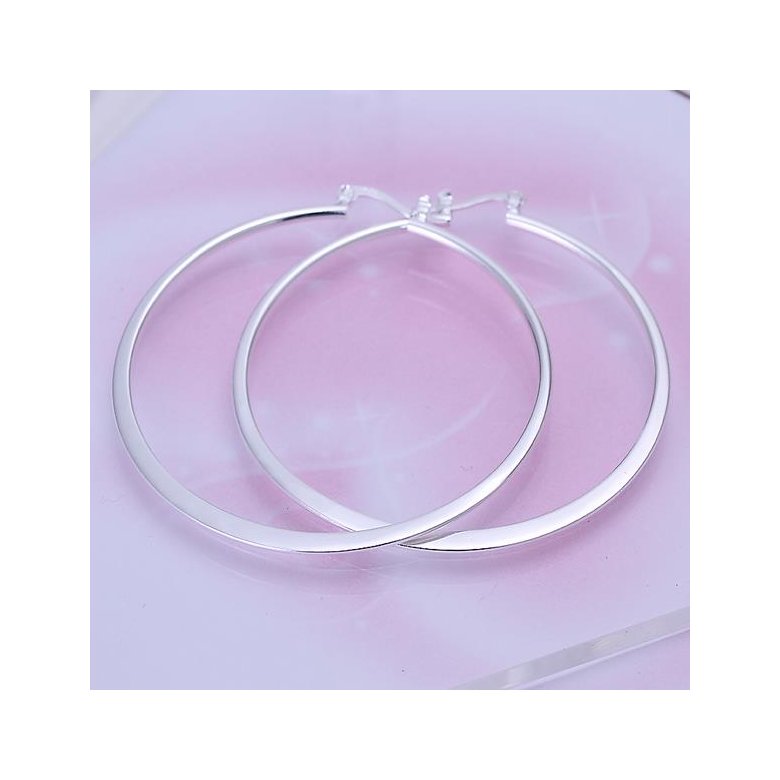 Wholesale Classic Trendy Silver plated Circle Hoop Earrings Round Stylish Earrings for women Engagement Christmas Gift TGHE004 0