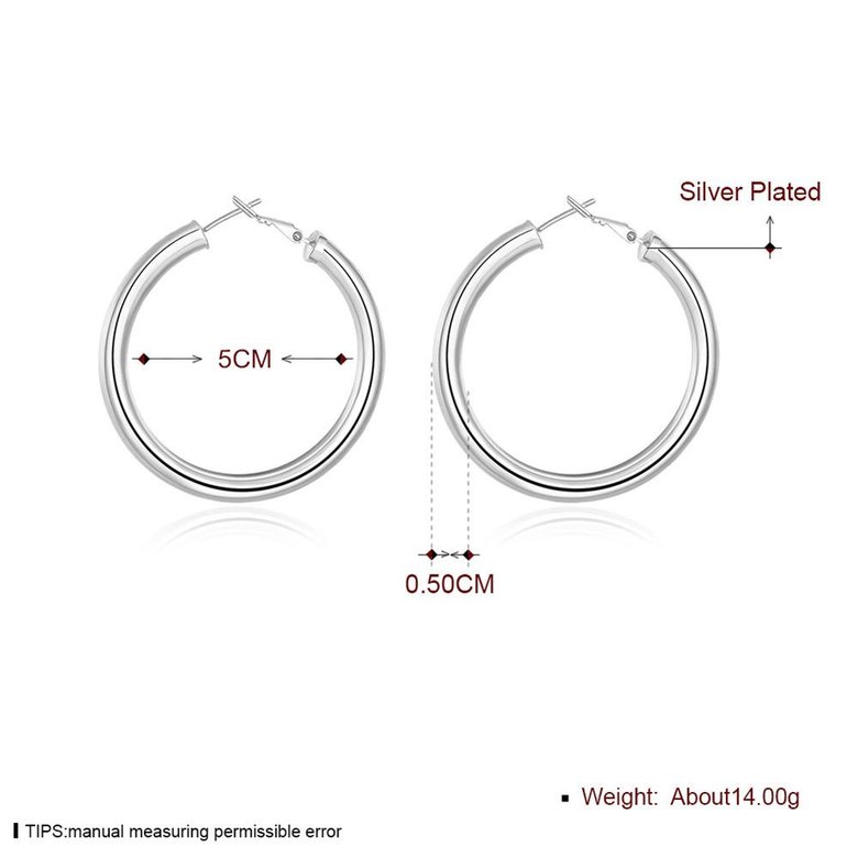 Wholesale Classic Trendy Silver plated Circle Hoop Earrings Round Stylish Earrings for women Engagement Christmas Gift TGHE007 0