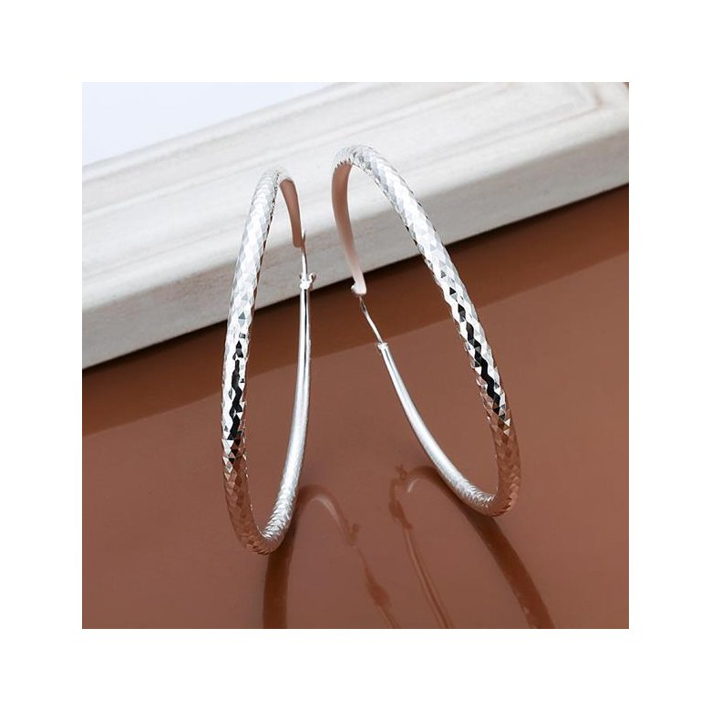 Wholesale Classic Trendy Silver plated Circle Hoop Earrings Round Stylish Earrings for women Engagement Christmas Gift TGHE011 0