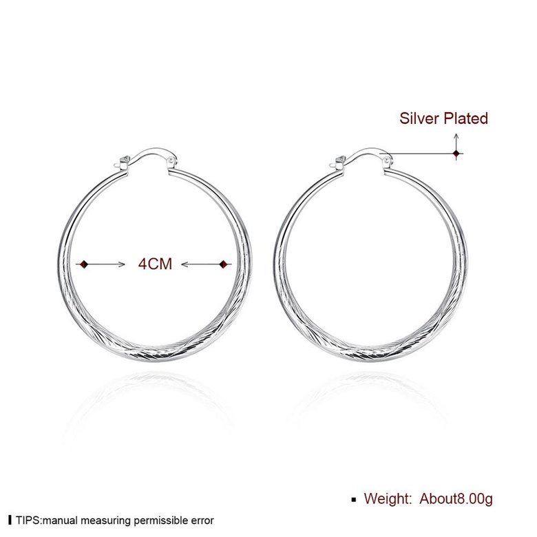 Wholesale Trendy Silver plated Circle Hoop Earrings Round Stylish Earrings for women Engagement Christmas Gift TGHE013 0