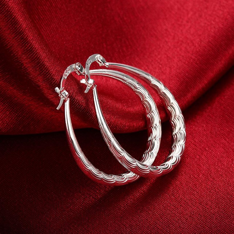 Wholesale Trendy Hot Sale Silver plated Simple U Shaped Hoop Earrings For Women Fashion Jewelry Wedding Accessories  TGHE016 4