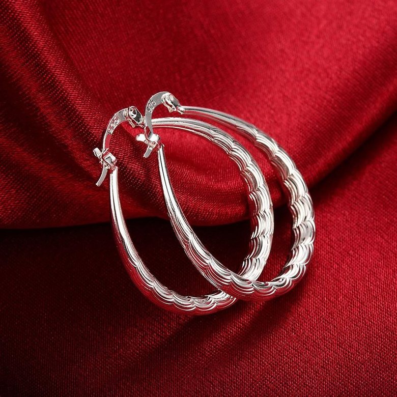 Wholesale Trendy Hot Sale Silver plated Simple U Shaped Hoop Earrings For Women Fashion Jewelry Wedding Accessories  TGHE016 4
