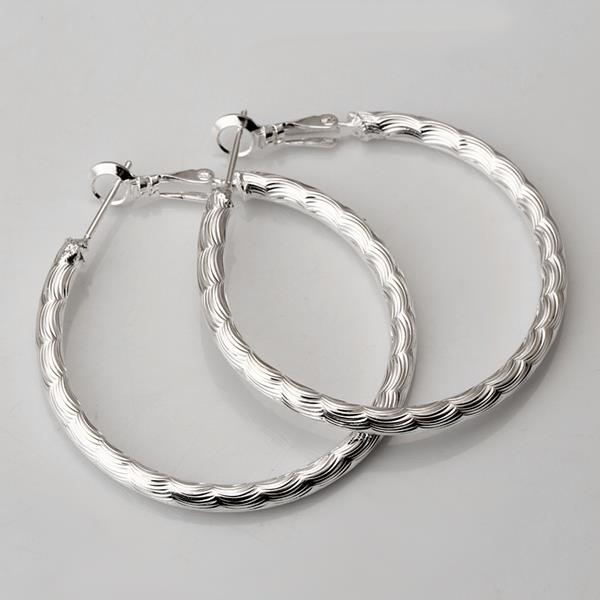 Wholesale Trendy Silver plated Geometric Hoop Earring For Woman Fashion Party Wedding Engagement Party Jewelry TGHE017 6
