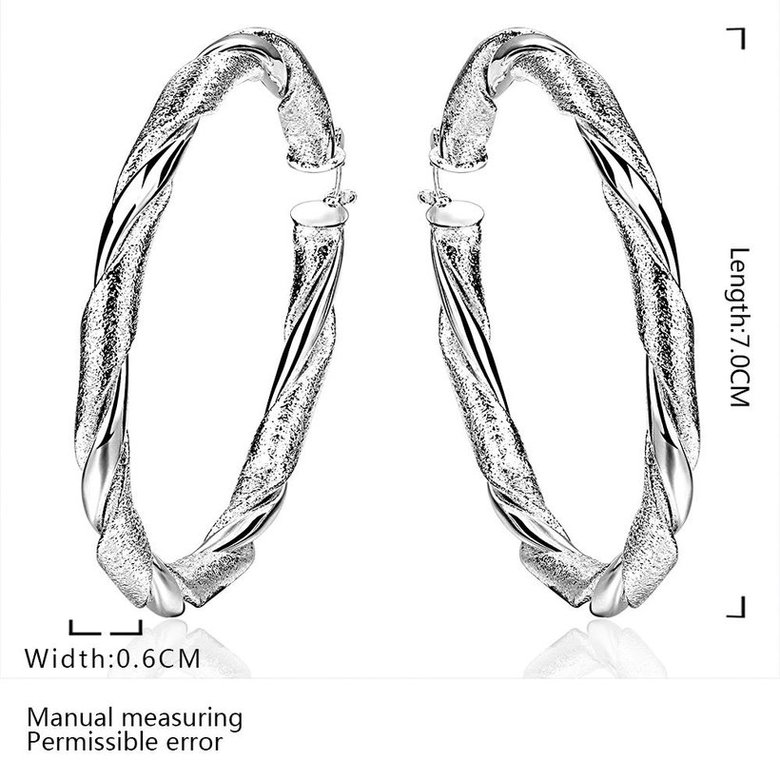 Wholesale Trendy Silver Round twist shape Hoop Earring For Women Lady Best Gift Fashion Charm Engagement Wedding Jewelry TGHE029 0