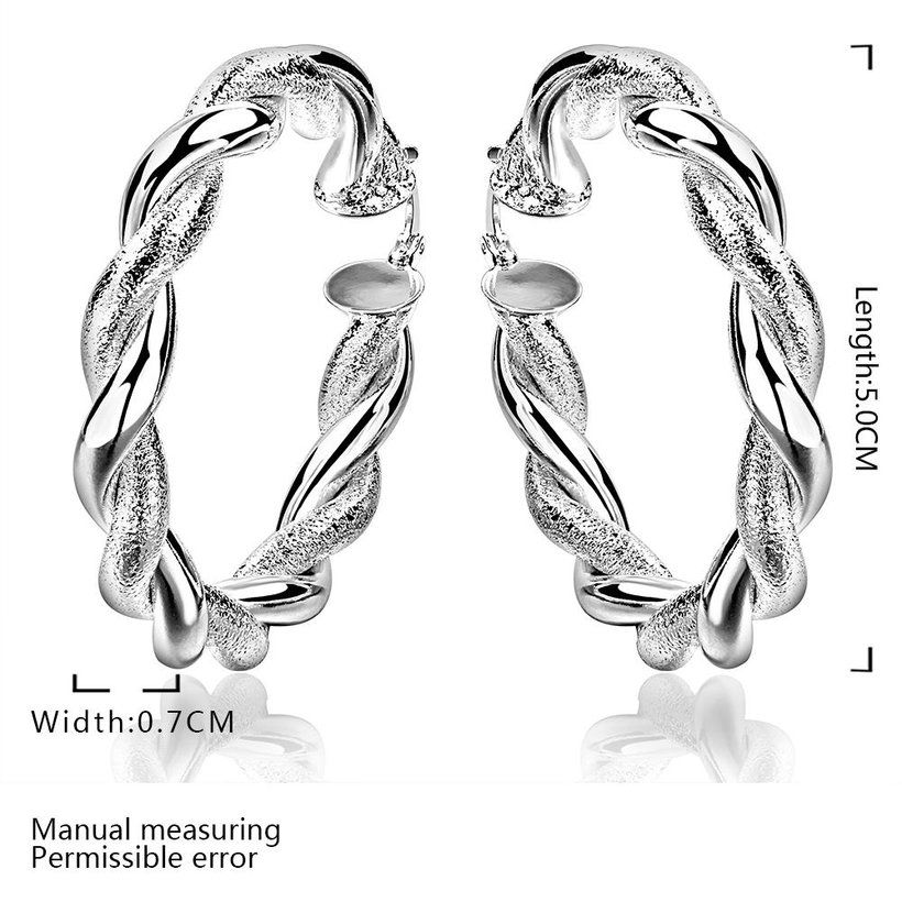 Wholesale Trendy Silver Round twist shape Hoop Earring For Women Lady Best Gift Fashion Charm Engagement Wedding Jewelry TGHE030 0
