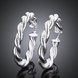 Wholesale Trendy Silver Round twist shape Hoop Earring For Women Lady Best Gift Fashion Charm Engagement Wedding Jewelry TGHE030 3 small