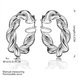 Wholesale Trendy Silver plated Round twist shape Hoop Earring For Women Lady Best Gift Fashion Charm Engagement Wedding Jewelry TGHE032 1 small