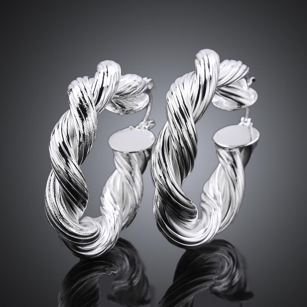 Wholesale Trendy Silver plated Round twist shape Hoop Earring For Women Lady Best Gift Fashion Charm Engagement Wedding Jewelry TGHE032 3