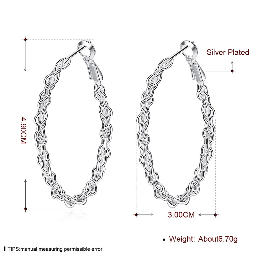 Wholesale Classic Trendy Silver Round twist shape Hoop Earring For Women Lady Best Gift Fashion Charm Engagement Wedding Jewelry TGHE036 0