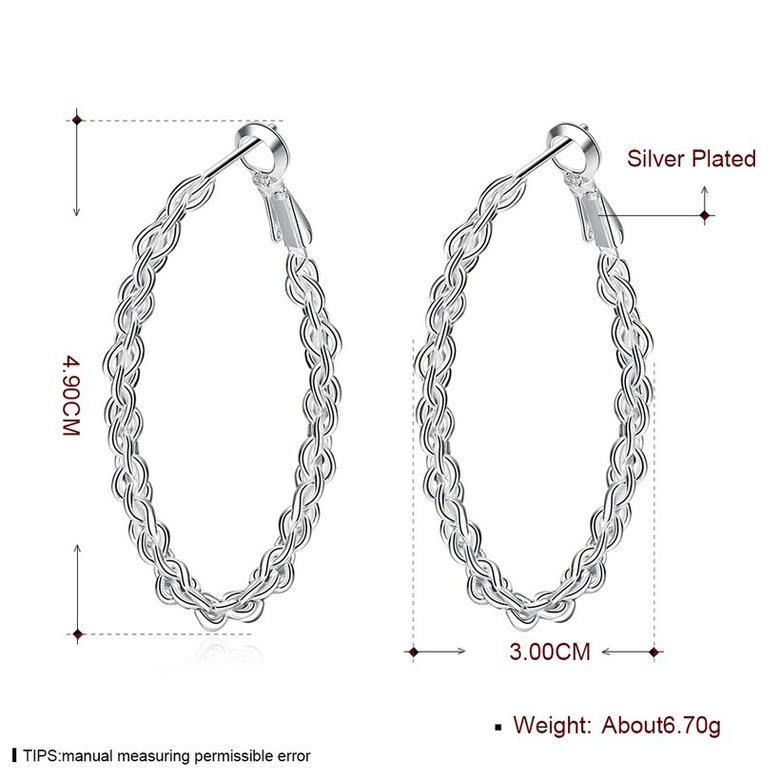 Wholesale Classic Trendy Silver Round twist shape Hoop Earring For Women Lady Best Gift Fashion Charm Engagement Wedding Jewelry TGHE036 0