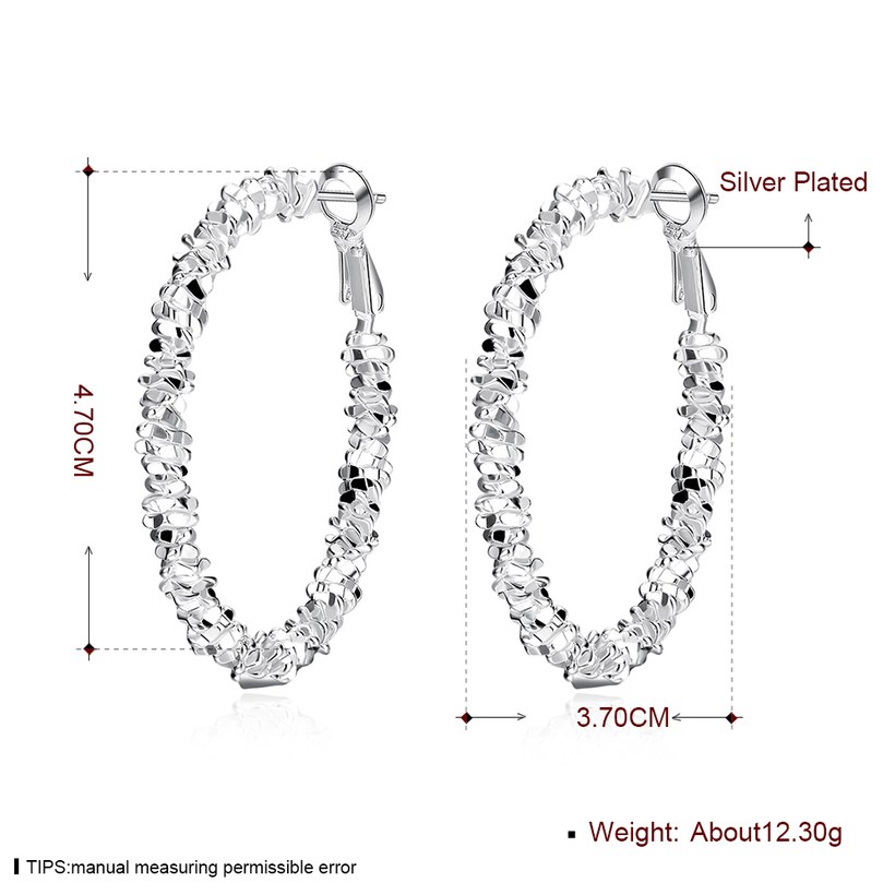 Wholesale Creative Shiny Silver Color Hoop Earrings for Women Girl Party wedding Jewelry Gifts TGHE037 0