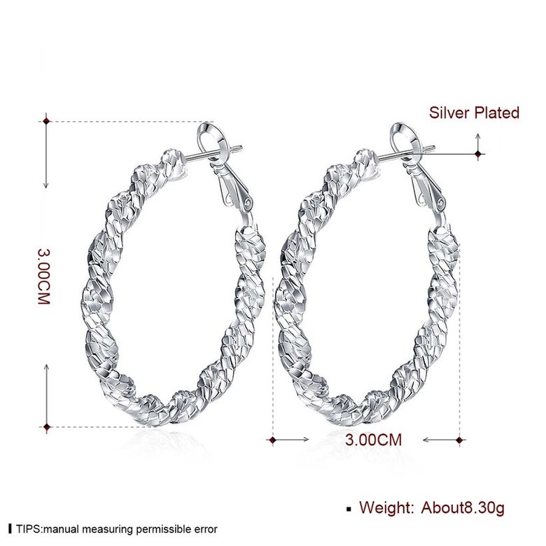 Wholesale Selling in Europe and AmericaSilver Round twist shape Hoop Earring For Women Lady Best Gift Fashion Charm party Jewelry TGHE044 0