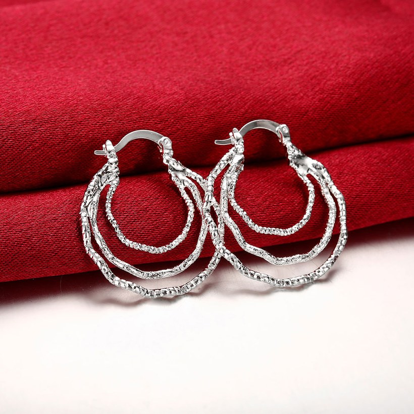 Wholesale Classic Silver plated Round Hoop Earring for Women whirl wave fashion jewelry wholesale Ear Accessories TGHE046 2