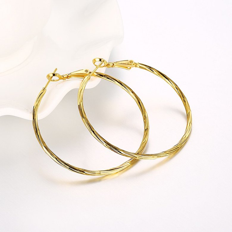 Wholesale New arrival 24K Gold Color Earrings For Women simple Trendy Round Statement Earrings Fashion Party Jewelry Gift TGHE051 2