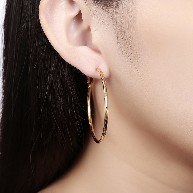 Wholesale New arrival 24K Gold Color Earrings For Women simple Trendy Round Statement Earrings Fashion Party Jewelry Gift TGHE051 3