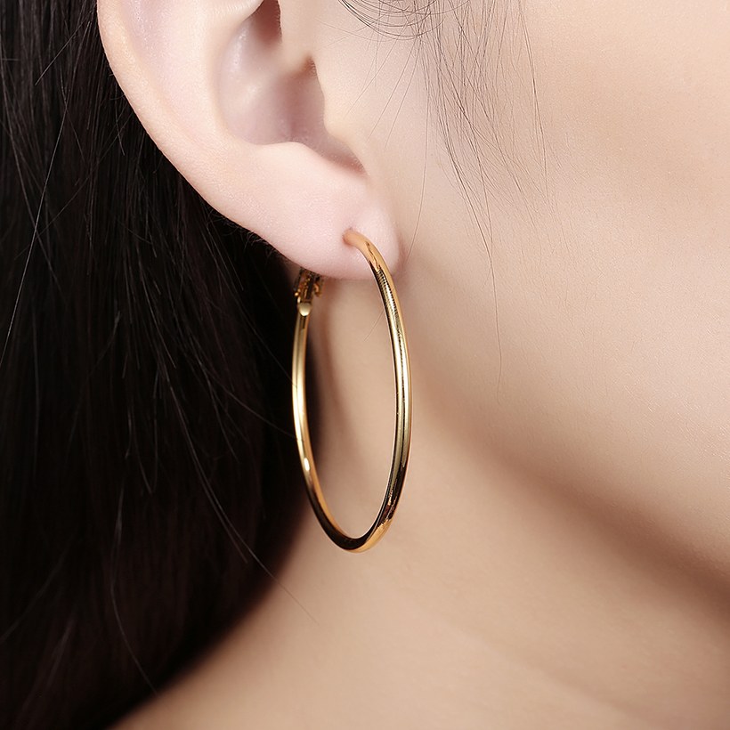 Wholesale New arrival 24K Gold Color Earrings For Women simple Trendy Round Statement Earrings Fashion Party Jewelry Gift TGHE052 1