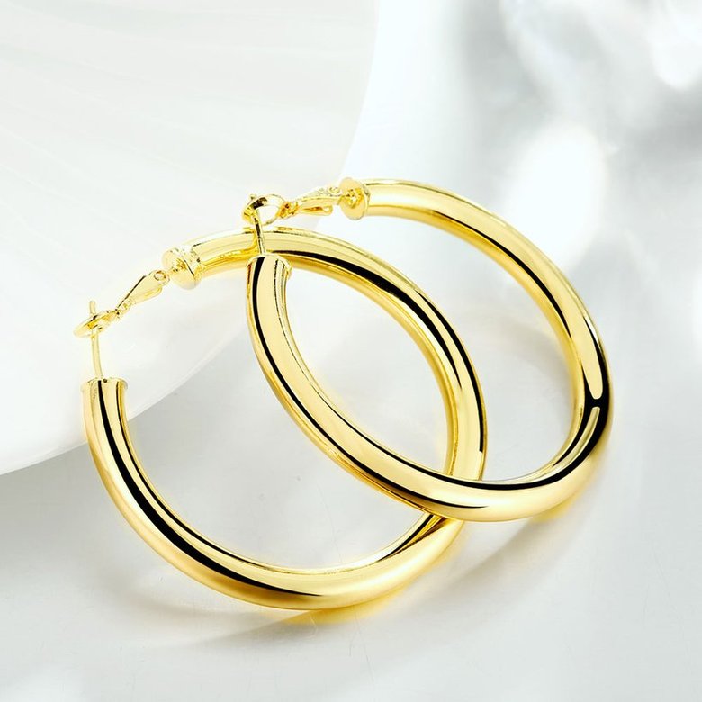 Wholesale New arrival 24K Gold Color Earrings For Women simple Trendy Round Statement Earrings Fashion Party Jewelry Gift TGHE053 1