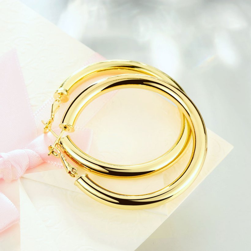 Wholesale New arrival 24K Gold Color Earrings For Women simple Trendy Round Statement Earrings Fashion Party Jewelry Gift TGHE053 2