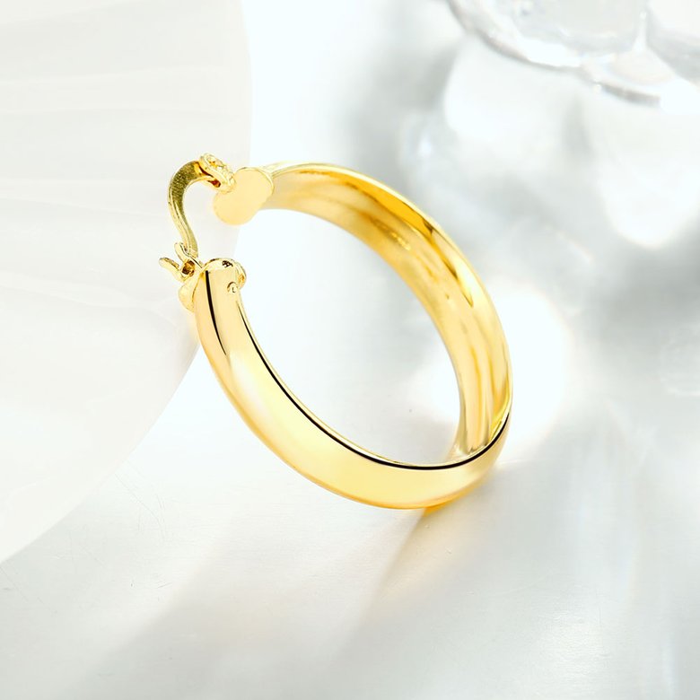 Wholesale New arrival 24K Gold Color Earrings For Women simple Trendy Round Statement Earrings Fashion Party Jewelry Gift TGHE054 2