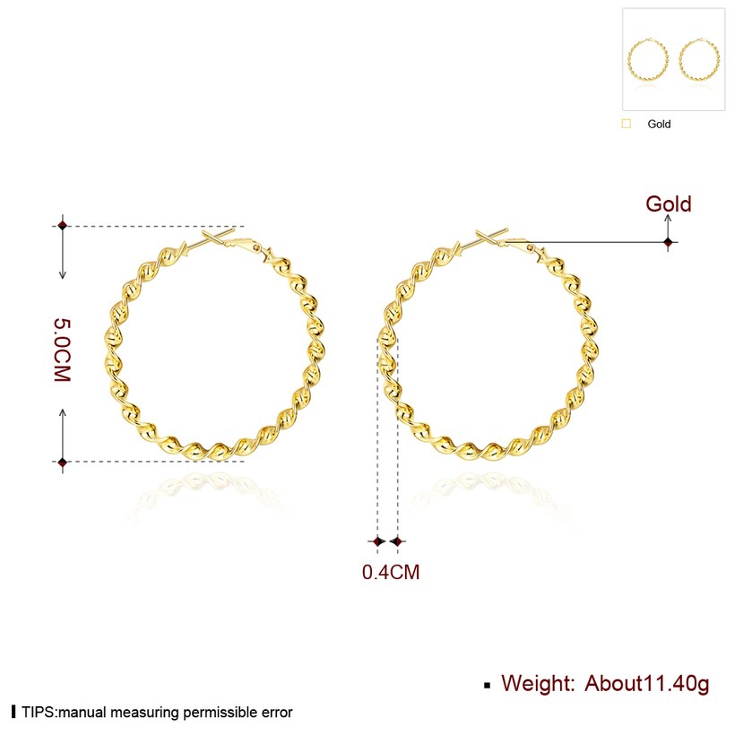 Wholesale New arrival 24K Gold Color twist Earrings For Women simple Trendy Round Statement Earrings Fashion Party Jewelry Gift TGHE056 4