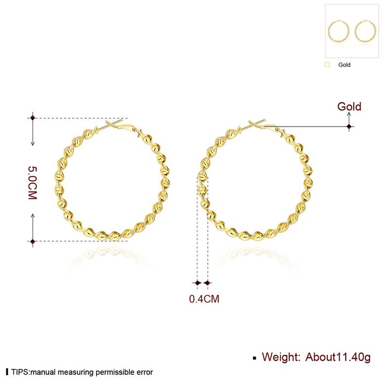 Wholesale New arrival 24K Gold Color twist Earrings For Women simple Trendy Round Statement Earrings Fashion Party Jewelry Gift TGHE056 4