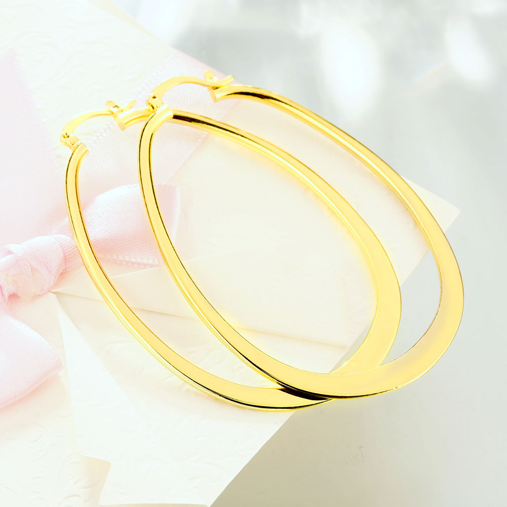 Wholesale New arrival 24K Gold Color U shape Earrings For Women simple Trendy Round Statement Earrings Fashion Party Jewelry Gift TGHE057 1