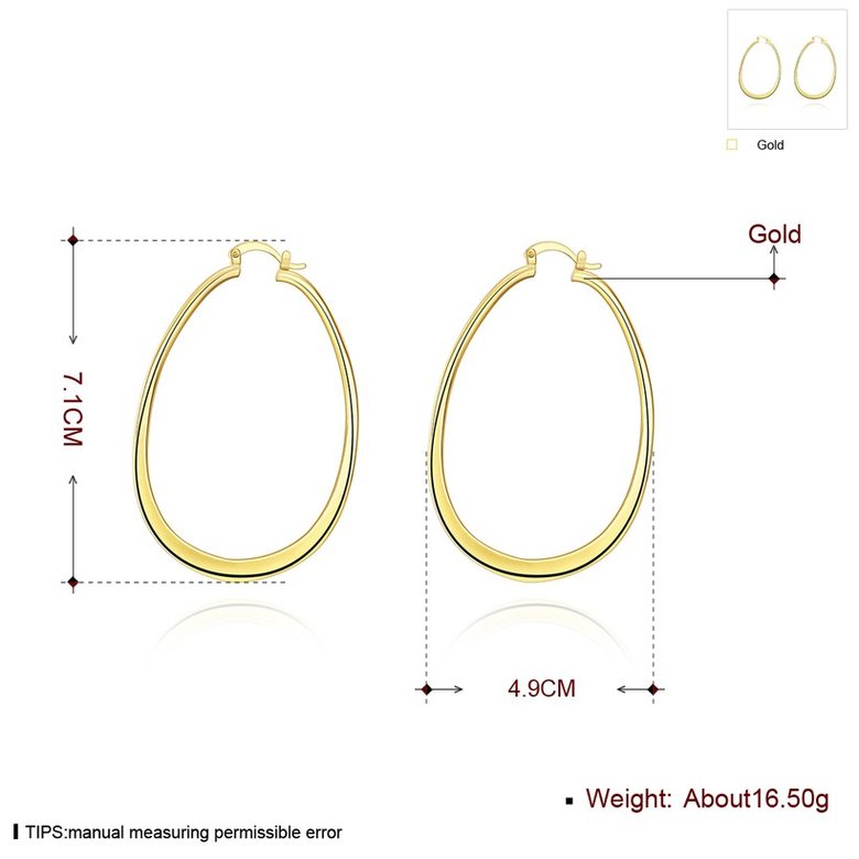 Wholesale New arrival 24K Gold Color U shape Earrings For Women simple Trendy Round Statement Earrings Fashion Party Jewelry Gift TGHE057 2