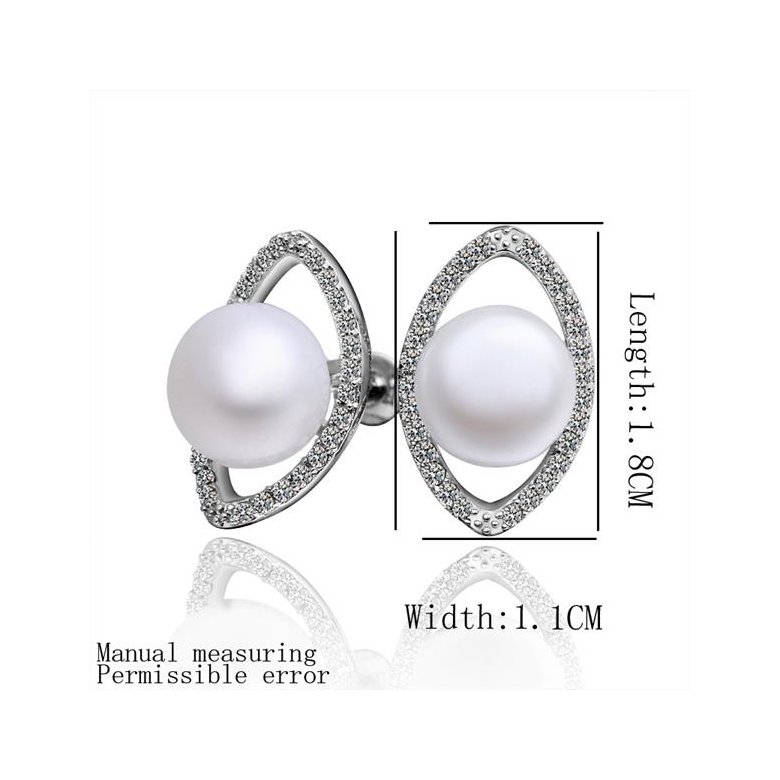 Wholesale Classic Platinum big Pearl Stud Earring  Simpl Elegant Accessories Wedding Party Anniversary Gift Love Jewelry TGPE005 0