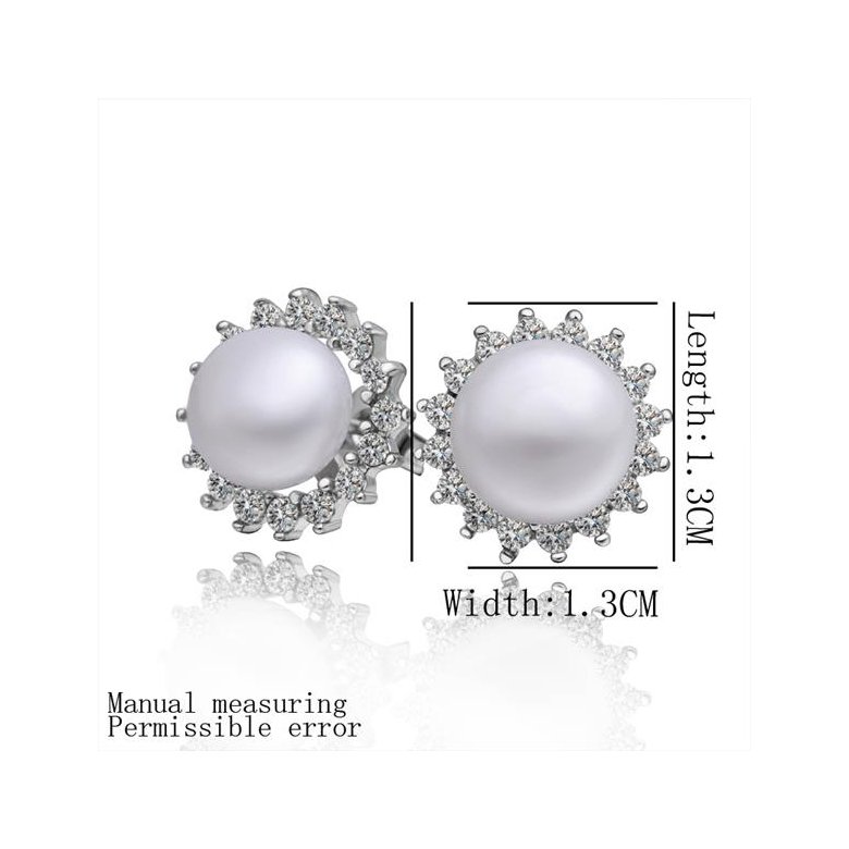 Wholesale Classic Platinum big Pearl Stud Earring  Simpl Elegant Accessories Wedding Party Anniversary Gift Love Jewelry TGPE006 0