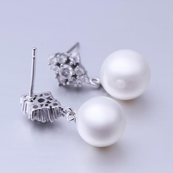 Wholesale Fashion wholesale jewelry China Platinum Pearl Stud Earring  Simpl Elegant Accessories Wedding Party Anniversary Gift  TGPE015 0