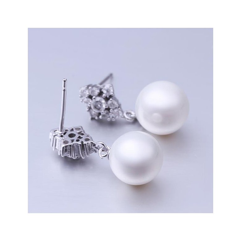 Wholesale Fashion wholesale jewelry China Platinum Pearl Stud Earring  Simpl Elegant Accessories Wedding Party Anniversary Gift  TGPE015 0