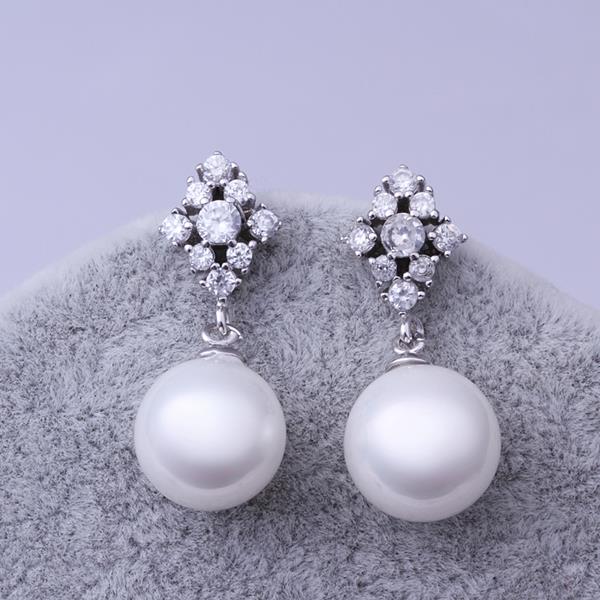 Wholesale Fashion wholesale jewelry China Platinum Pearl Stud Earring  Simpl Elegant Accessories Wedding Party Anniversary Gift  TGPE015 1