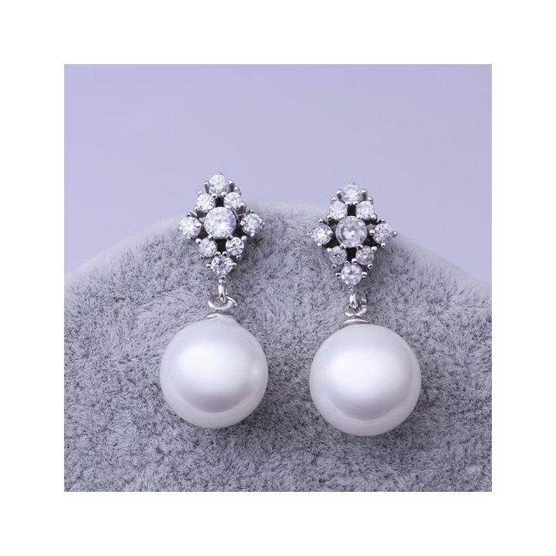 Wholesale Fashion wholesale jewelry China Platinum Pearl Stud Earring  Simpl Elegant Accessories Wedding Party Anniversary Gift  TGPE015 1