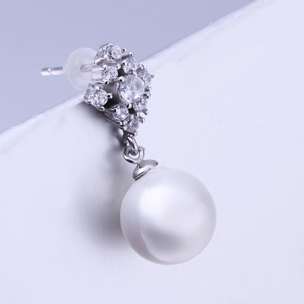 Wholesale Fashion wholesale jewelry China Platinum Pearl Stud Earring  Simpl Elegant Accessories Wedding Party Anniversary Gift  TGPE015 2