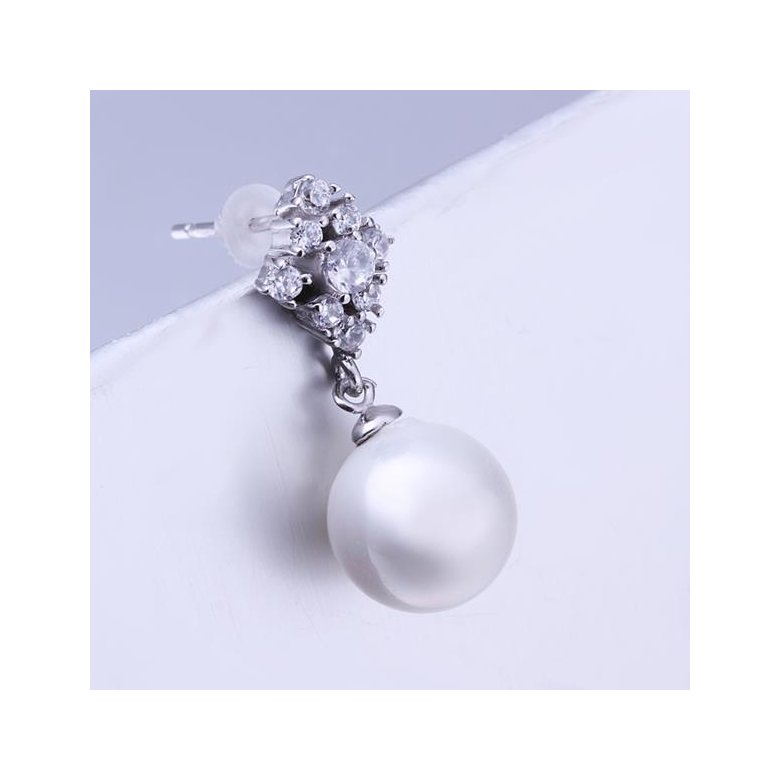 Wholesale Fashion wholesale jewelry China Platinum Pearl Stud Earring  Simpl Elegant Accessories Wedding Party Anniversary Gift  TGPE015 2