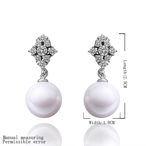Wholesale Fashion wholesale jewelry China Platinum Pearl Stud Earring  Simpl Elegant Accessories Wedding Party Anniversary Gift  TGPE015 3