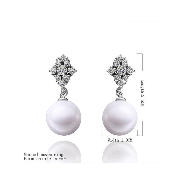 Wholesale Fashion wholesale jewelry China Platinum Pearl Stud Earring  Simpl Elegant Accessories Wedding Party Anniversary Gift  TGPE015 3