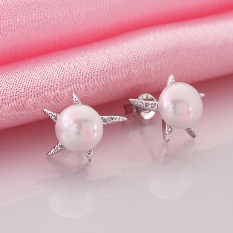 Wholesale Romantic Platinum Water Drop Pearl Stud Earring  Simpl Elegant five-pointed star Accessories Wedding Party Anniversary Gift  TGPE020 0