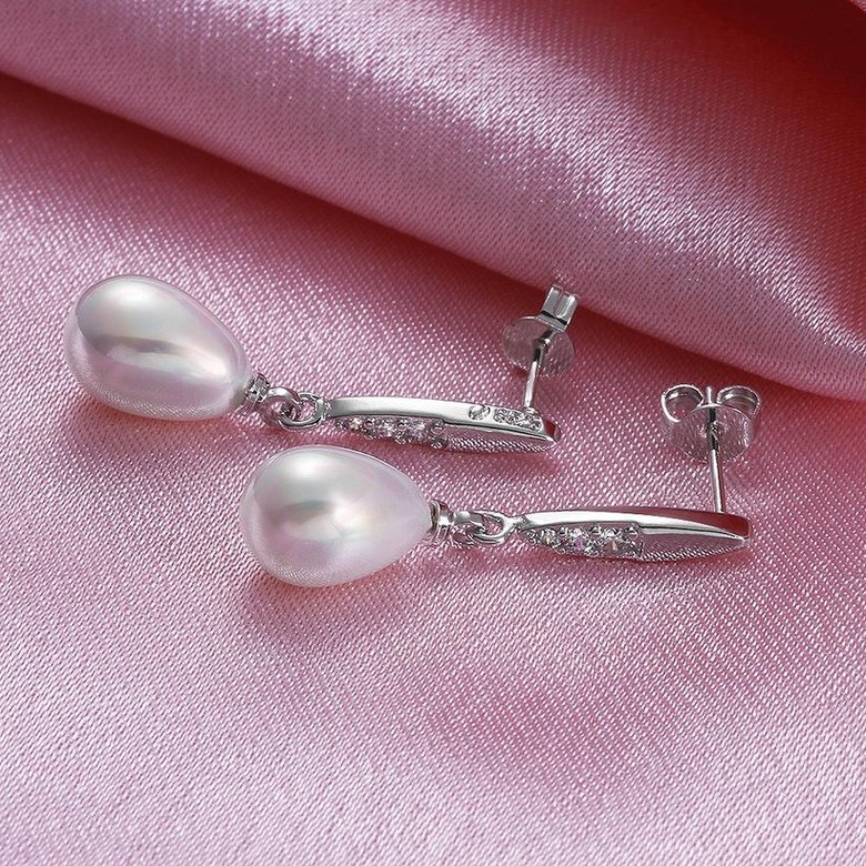 Wholesale Fashion wholesale jewelry China Platinum Pearl Stud Earring  Simpl Elegant Accessories Wedding Party Anniversary Gift  TGPE026 1