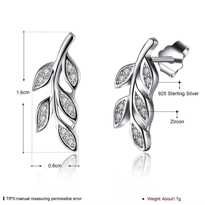 Wholesale New Arrival 925 Sterling Sliver Small olive Leaves Stud Earrings Zirconia Cute Simple Fashion For Women Lady Gift Trendy TGSLE230 0