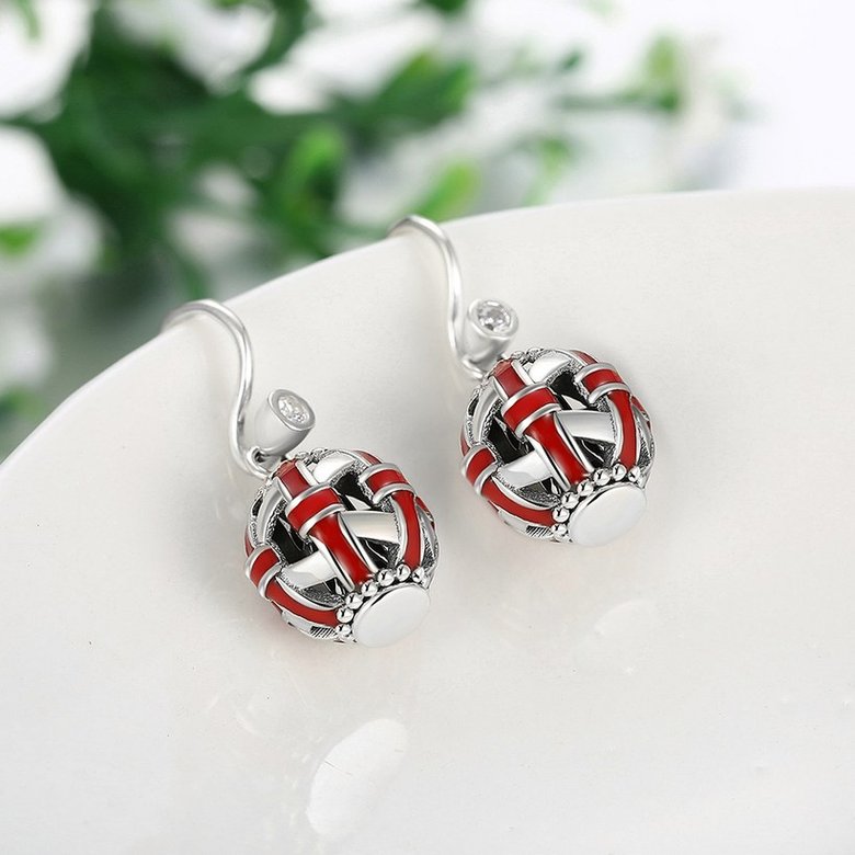 Wholesale China jewelry 925 Sterling Silver round Jewelry red high Quality Earrings For Women Banquet Wedding gift TGSLE121 2