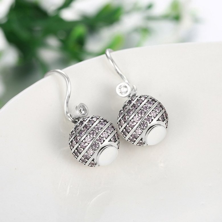 Wholesale China jewelry 925 Sterling Silver round Jewelry purple Zircon high Quality Earrings For Women Banquet Wedding gift TGSLE125 2