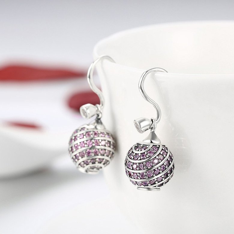 Wholesale China jewelry 925 Sterling Silver round Jewelry purple Zircon high Quality Earrings For Women Banquet Wedding gift TGSLE125 3