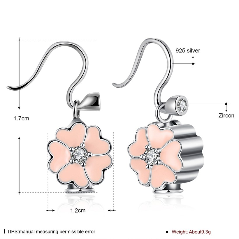 Wholesale Sweet cute  925 Sterling Silver Earrings For Women Fashion Temperament pink Dangle Earring Engagement Gifts Jewelry TGSLE129 0